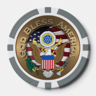 United States of America Seal - God Bless America Poker Chips