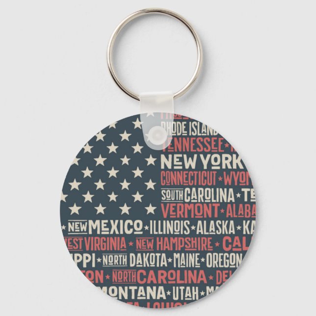 United States Of America |States & Capitals Key Ring (Front)