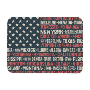 United States Of America States & Capitals Magnet
