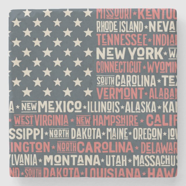 United States Of America |States & Capitals Stone Coaster (Front)