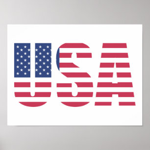 United States of america USA Flag letter design Poster
