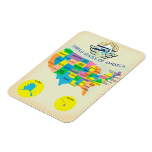 United States of America vintage style Map Magnet