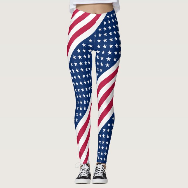 United States of American flag pattern Leggings (Front)
