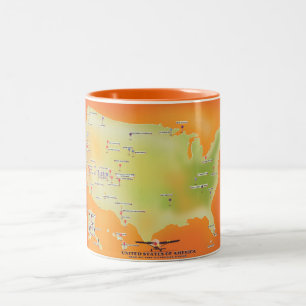 united states of american national parks map Two-Tone coffee mug