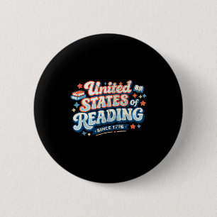 United states of reading patriotic book lover 6 cm round badge