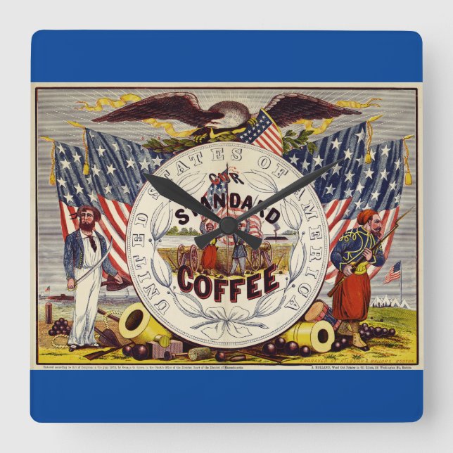 United States Our Standard Coffee Square Wall Clock (Front)