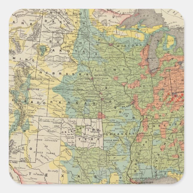 United States Population Density, 1890 Square Sticker (Front)