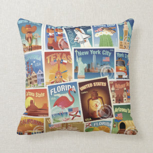 United States Postage Stamps Cushion