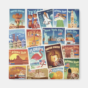 United States Postage Stamps Magnet