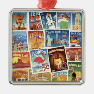 United States Postage Stamps Metal Ornament