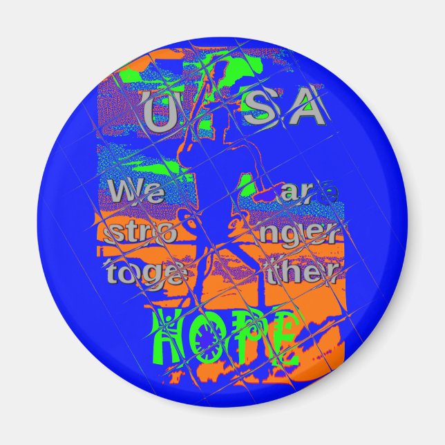 United States Psychedelic Hope: Blue Unity Art Magnet (Front)