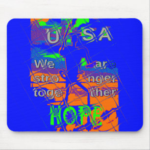 United States Psychedelic Hope: Blue Unity Art Mouse Pad