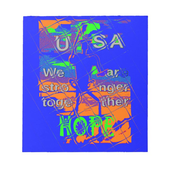 United States Psychedelic Hope: Blue Unity Art Notepad (Front)
