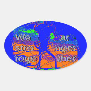 United States Psychedelic Hope: Blue Unity Art Oval Sticker