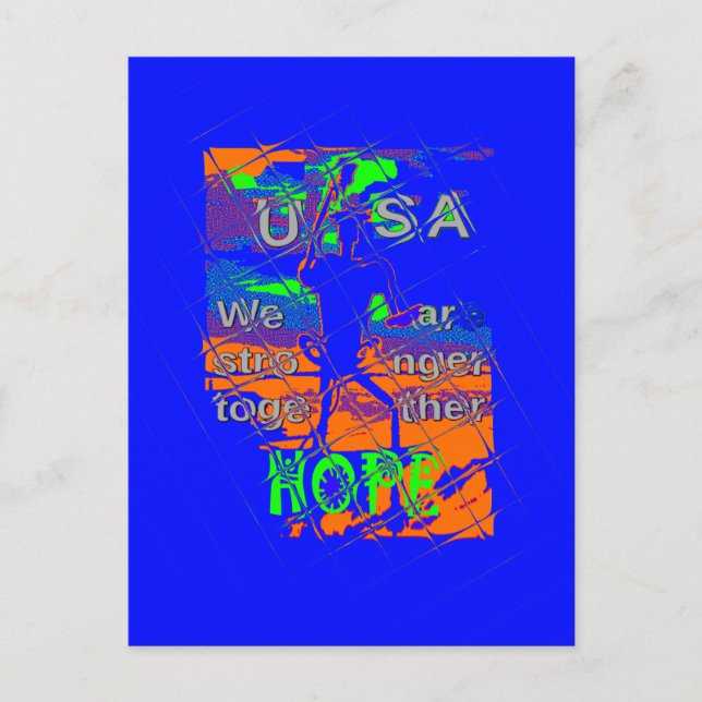 United States Psychedelic Hope: Blue Unity Art Postcard (Front)