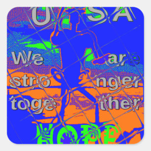 United States Psychedelic Hope: Blue Unity Art Square Sticker