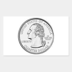 United States Quarter Coin Rectangular Sticker
