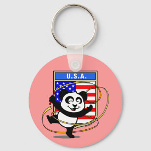 United States Rhythmic Gymnastics Panda Key Ring