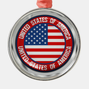 United States Round Emblem Metal Ornament