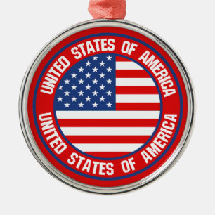 United States Round Emblem Metal Ornament