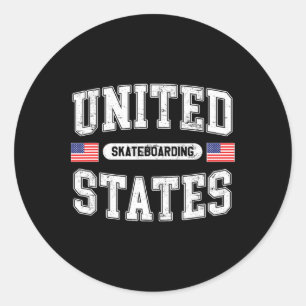 United States Skateboarding  Classic Round Sticker