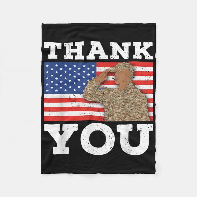 United States Soldier Patriot Veteran Usa Flag Mem Fleece Blanket (Front)