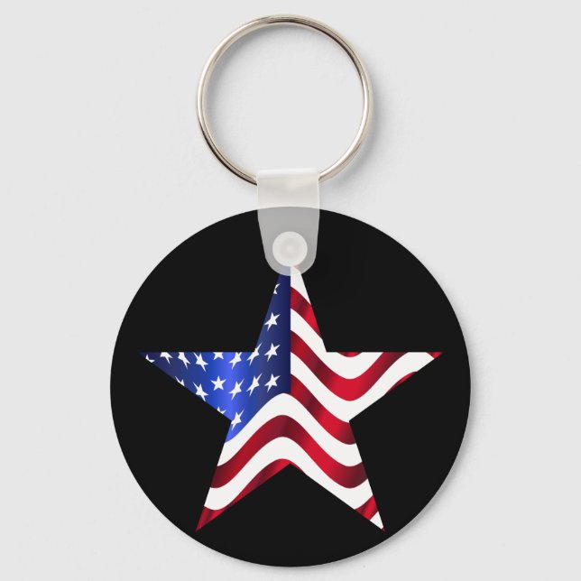 United States star wave flag Key Ring (Front)