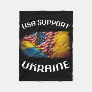 United States Support Ukraine Stand Usa Ukrainian Fleece Blanket