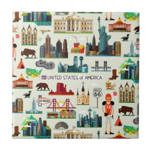 United States Symbols Pattern Ceramic Tile