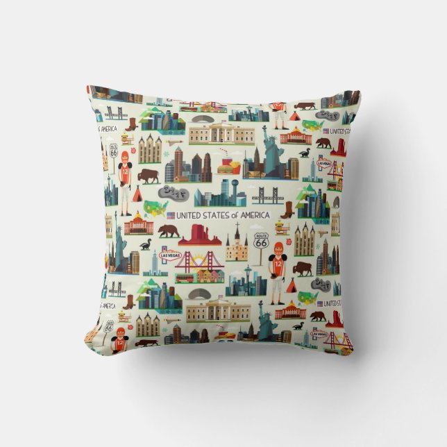 United States Symbols Pattern Cushion (Front)