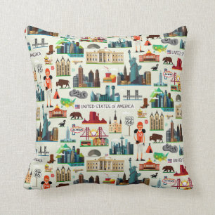United States Symbols Pattern Cushion
