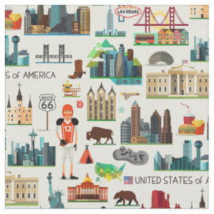 United States Symbols Pattern Fabric