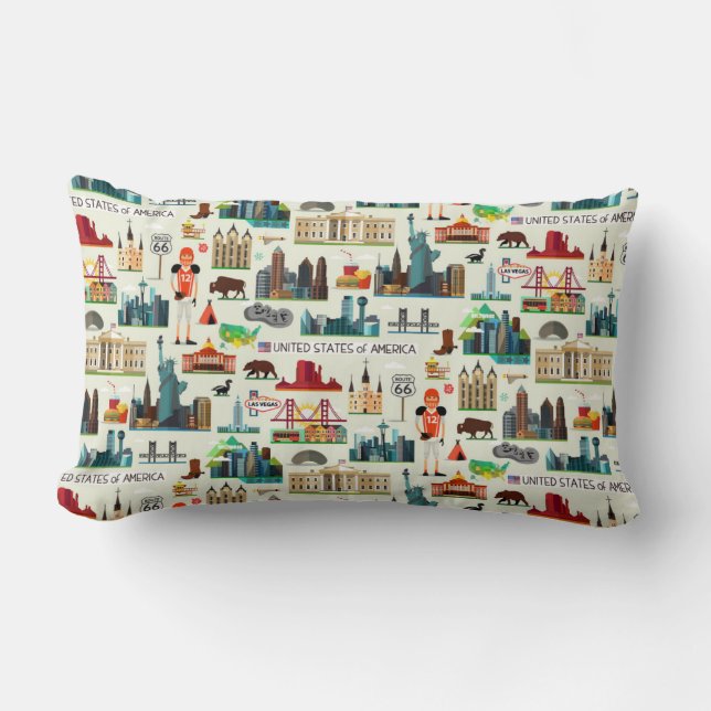 United States Symbols Pattern Lumbar Cushion (Front)