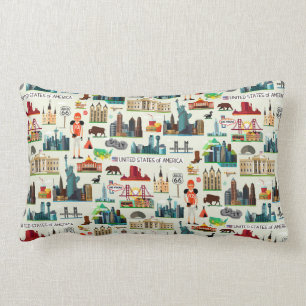 United States Symbols Pattern Lumbar Cushion