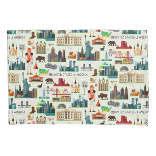 United States Symbols Pattern Pillowcase