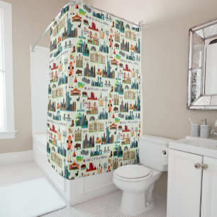 United States Symbols Pattern Shower Curtain
