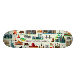 United States Symbols Pattern Skateboard