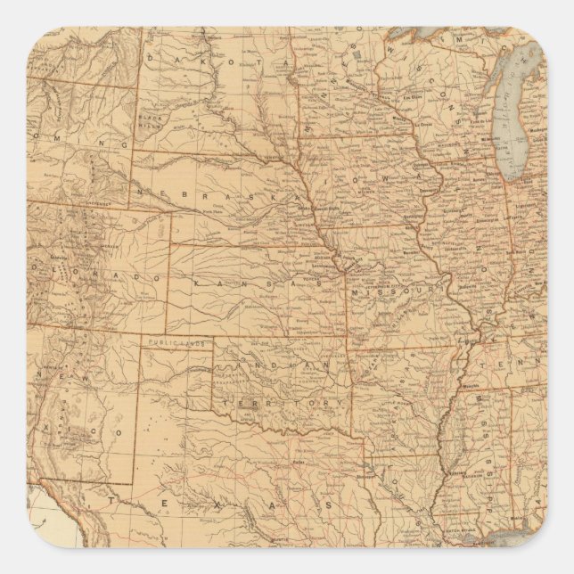 United States topographical features Square Sticker (Front)