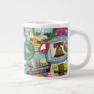 United States Travel Sticker Pattern Large Coffee Mug