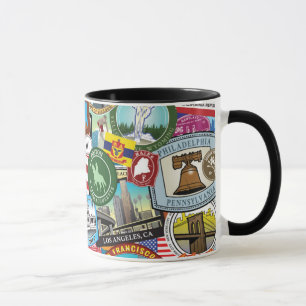 United States Travel Sticker Pattern Mug