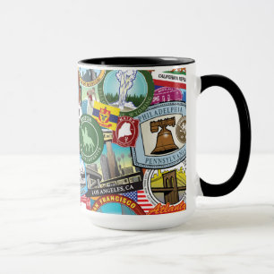 United States Travel Sticker Pattern Mug