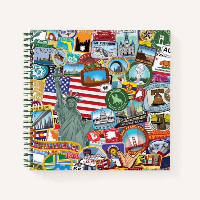 United States Travel Sticker Pattern Notebook (Front)