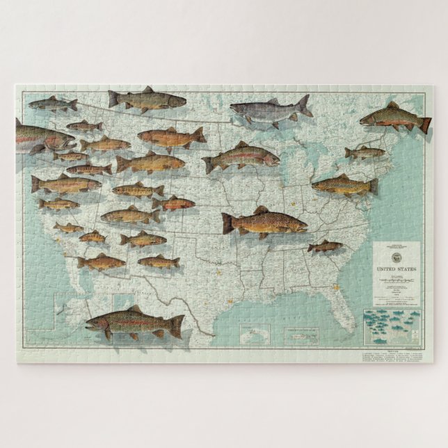United States Trout Map (1999) Jigsaw Puzzle (Horizontal)