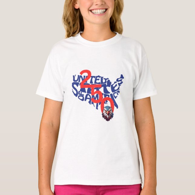 United States | USA | America 250 Map and Eagle T-Shirt (Front)