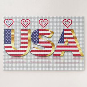United States - USA Flag - Hearts Jigsaw Puzzle