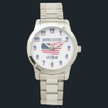 United States Veteran Silver Bracelet Watch<br><div class="desc">This custom oversized bracelet watch is the perfect gift for any United States veteran.</div>
