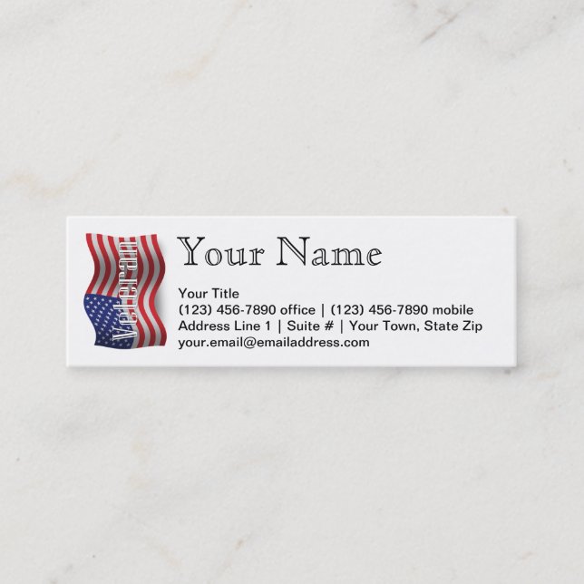 United States Veteran Waving Flag Mini Business Card (Front)