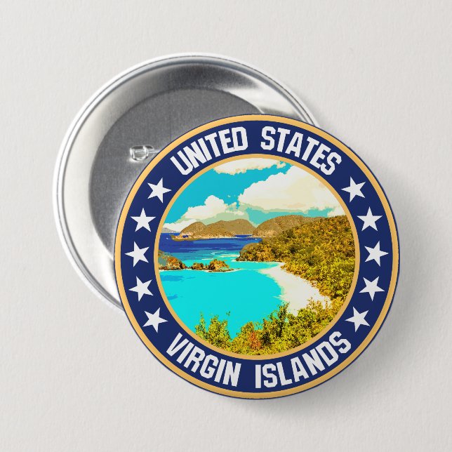 United States Virgin Islands                       7.5 Cm Round Badge (Front & Back)