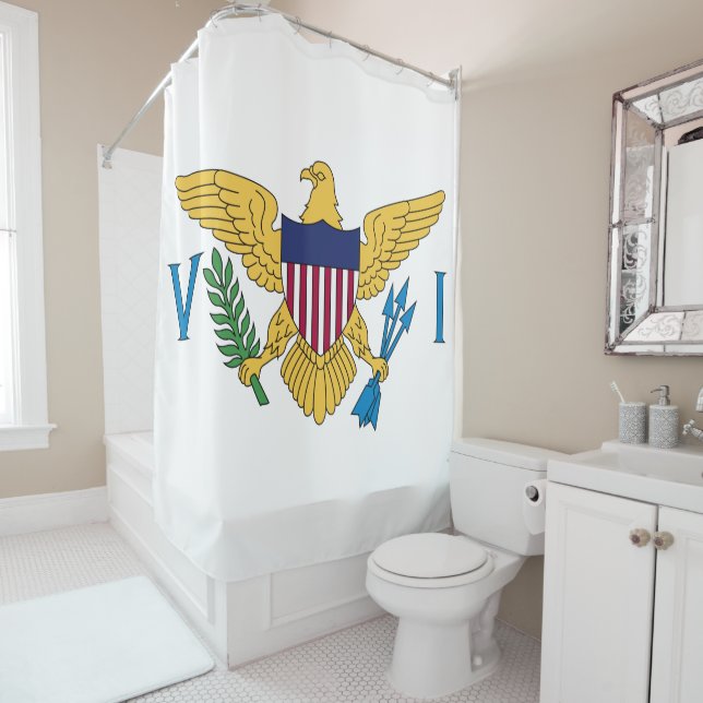 United States Virgin Islands Flag Shower Curtain (In Situ)