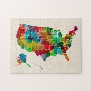 United States Watercolor Map Jigsaw Puzzle